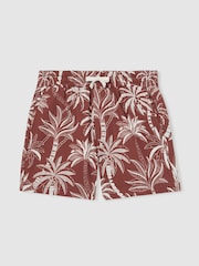 Reiss Rust/Off White Ganetti Palm-Print Swim Shorts - Image 2 of 4