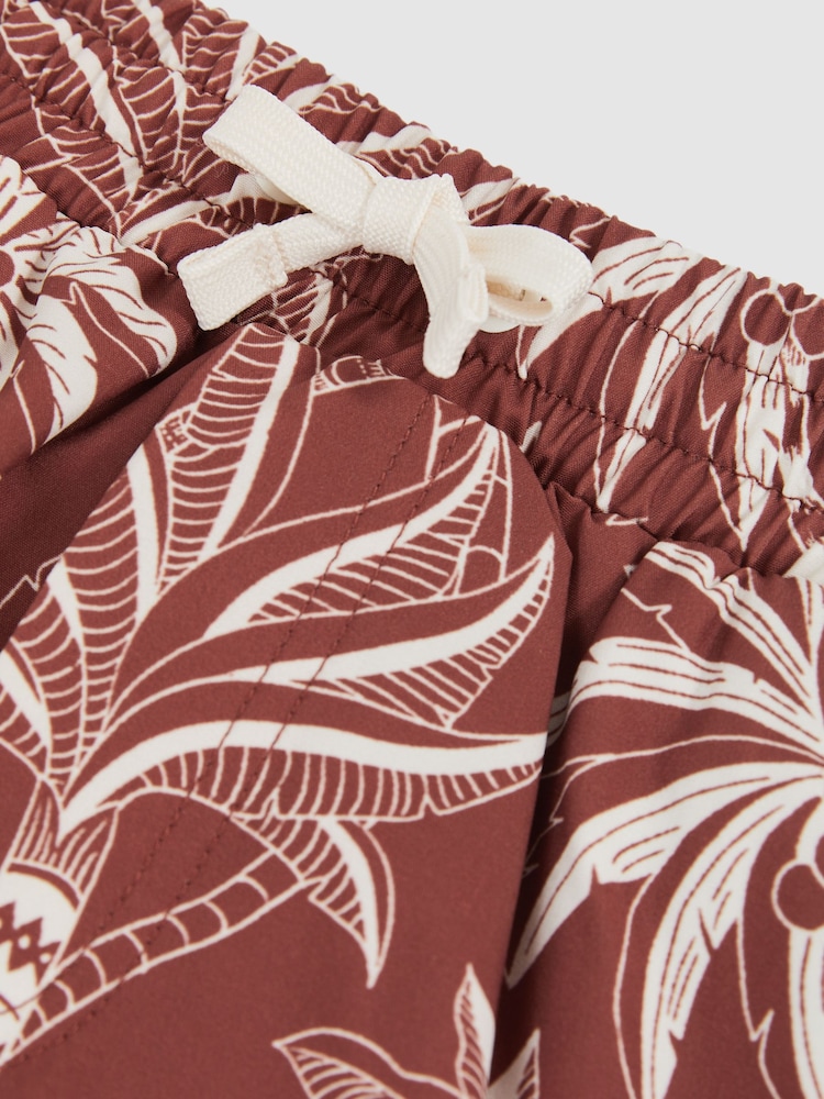 Reiss Rust/Off White Ganetti Palm-Print Swim Shorts - Image 4 of 4
