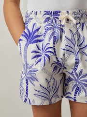 Reiss White/French Blue Ganetti Palm-Print Swim Shorts - Image 3 of 4