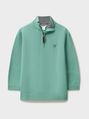 Crew Clothing Blue 100% Cotton Half Zip Knit Sweatshirt - Image 2 of 4