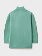 Crew Clothing Blue 100% Cotton Half Zip Knit Sweatshirt - Image 3 of 4