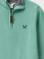 Crew Clothing Blue 100% Cotton Half Zip Knit Sweatshirt - Image 4 of 4