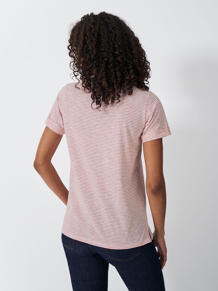 Crew Clothing Pink Crew Neck Stripe 100% Cotton T-Shirt - Image 3 of 5
