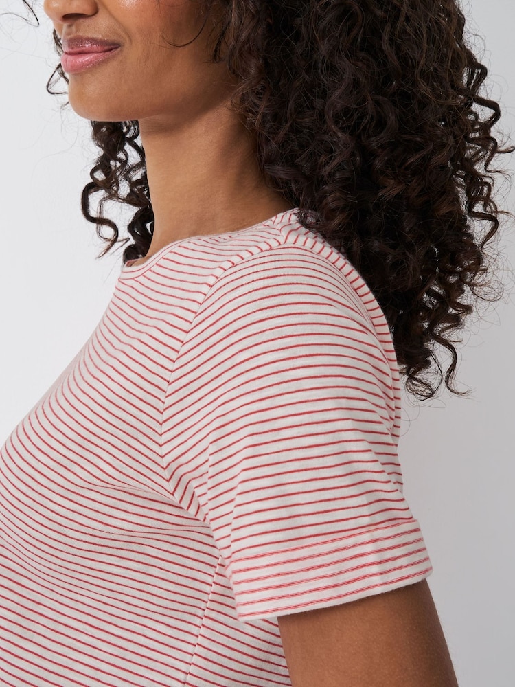 Crew Clothing Pink Crew Neck Stripe 100% Cotton T-Shirt - Image 4 of 5