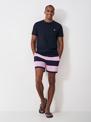 Crew Clothing Pink Heritage Stripe Swim Shorts - Image 4 of 5