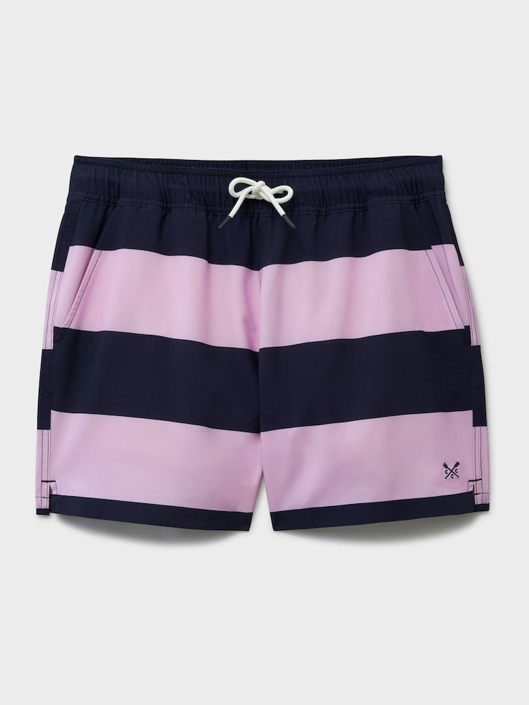 Crew Clothing Pink Heritage Stripe Swim Shorts - Image 5 of 5