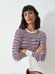 Crew Clothing White Ecru Heritage Cable Crew Neck Jumper - Image 3 of 5