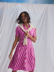 Crew Clothing Pink Emma Jersey Shirt Dress - Image 1 of 8