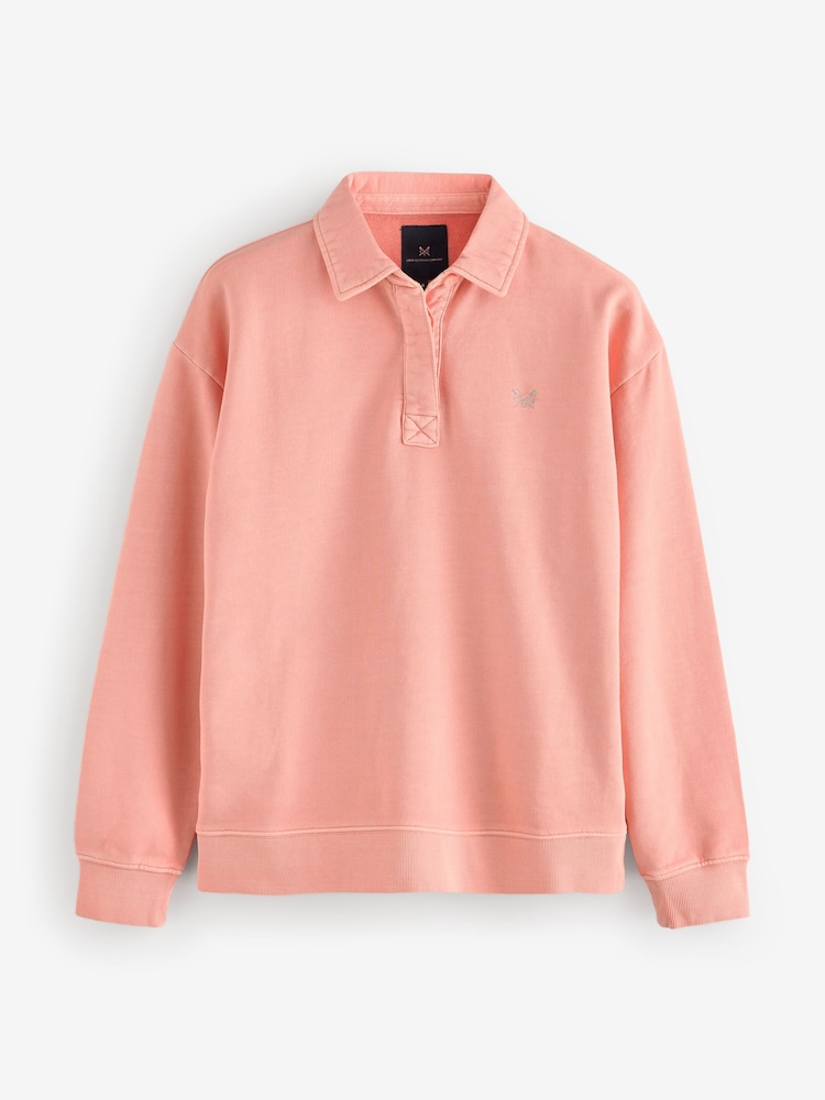 Crew Clothing Pink Pigment Dyed Rugby Sweatshirt - Image 1 of 1