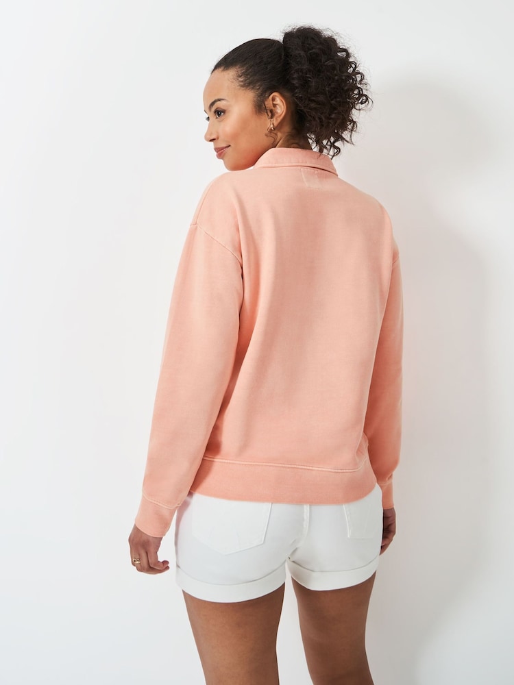 Crew Clothing Pink Pigment Dyed Rugby Sweatshirt - Image 2 of 5