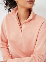 Crew Clothing Pink Pigment Dyed Rugby Sweatshirt - Image 4 of 5