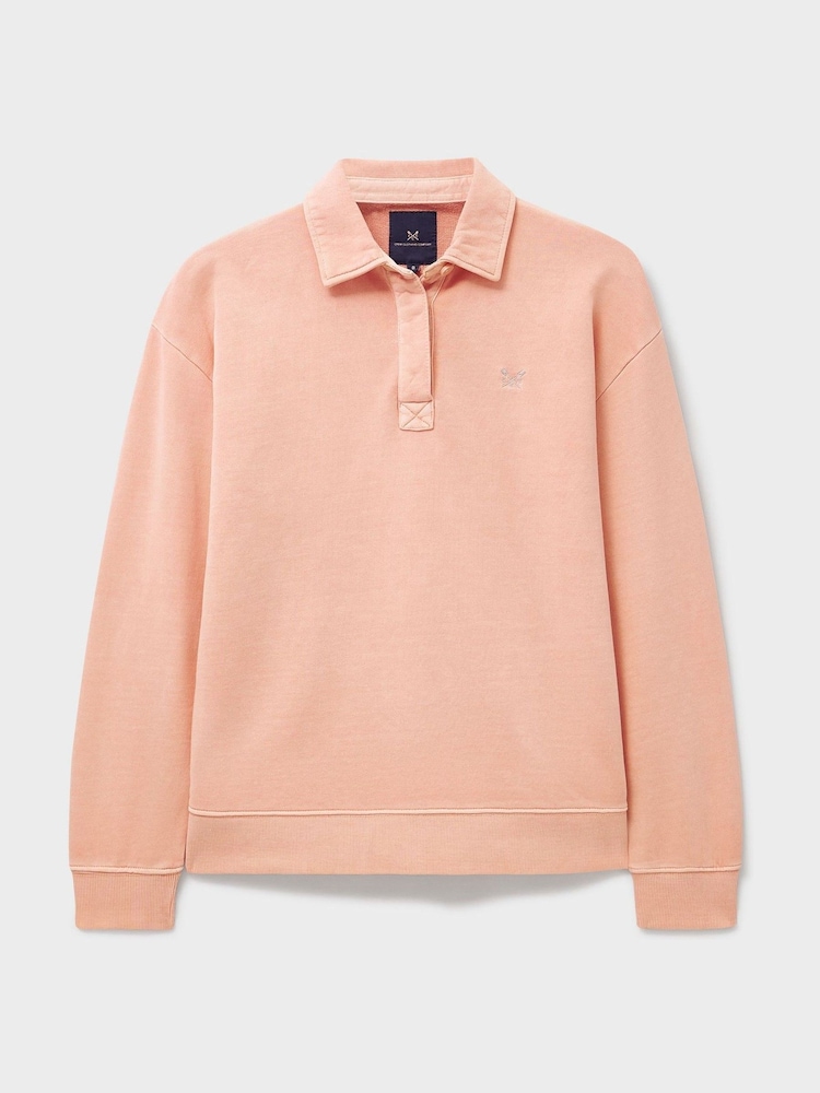 Crew Clothing Pink Pigment Dyed Rugby Sweatshirt - Image 5 of 5