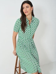 Crew Clothing Green Emma Jersey Shirt Dress - Image 1 of 5