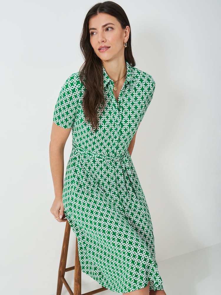 Crew Clothing Green Emma Jersey Shirt Dress - Image 1 of 5