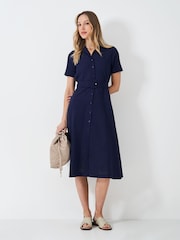 Crew Clothing Blue Ava Linen-Blend Shirt Dress - Image 2 of 5