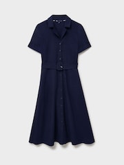 Crew Clothing Blue Ava Linen-Blend Shirt Dress - Image 5 of 5
