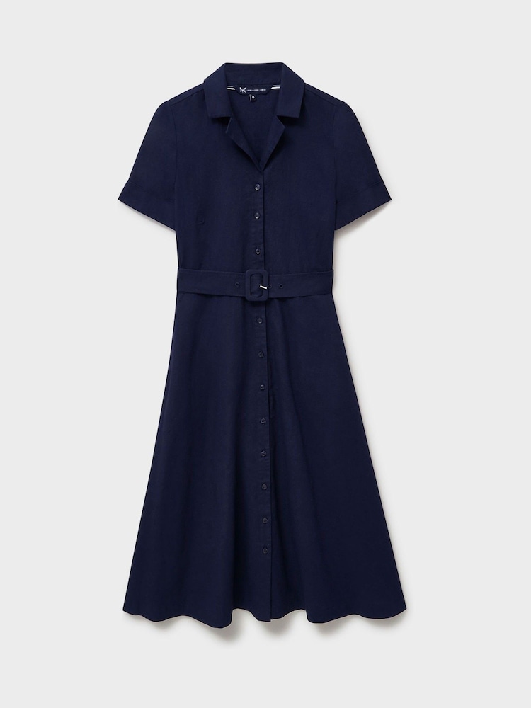 Crew Clothing Blue Ava Linen-Blend Shirt Dress - Image 5 of 5
