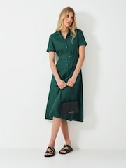 Crew Clothing Blue Ava Linen-Blend Shirt Dress - Image 1 of 5