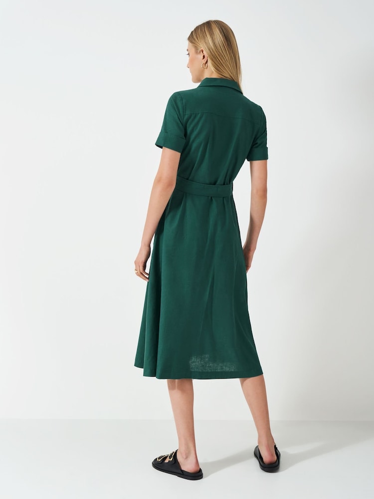 Crew Clothing Blue Ava Linen-Blend Shirt Dress - Image 2 of 5