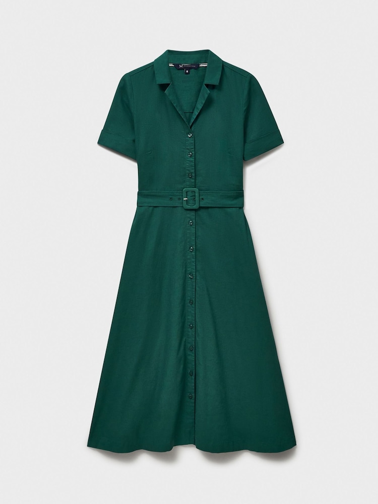 Crew Clothing Blue Ava Linen-Blend Shirt Dress - Image 5 of 5