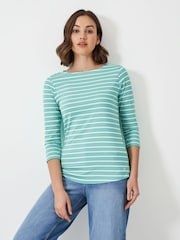 Crew Clothing Company Teal 100% Cotton Essential Breton Stripe Top - Image 1 of 5