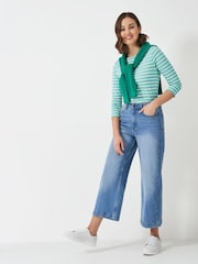 Crew Clothing Company Teal 100% Cotton Essential Breton Stripe Top - Image 3 of 5
