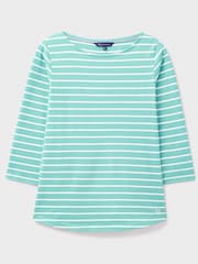 Crew Clothing Company Teal 100% Cotton Essential Breton Stripe Top - Image 5 of 5