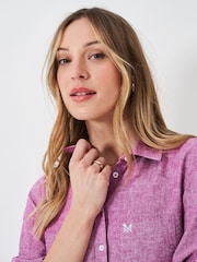 Crew Clothing Company Purple Linen Blend Shirt - Image 4 of 5
