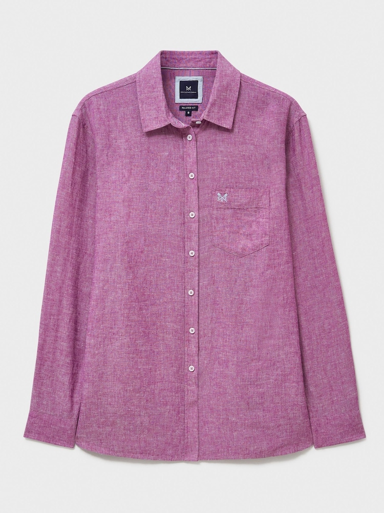 Crew Clothing Company Purple Linen Blend Shirt - Image 5 of 5