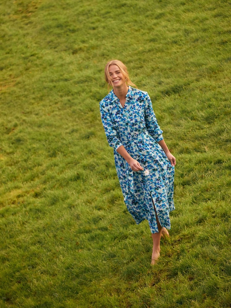 Crew Clothing Blue Sienna Midi Shirt Dress - Image 1 of 6