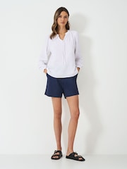 Crew Clothing Company White Eden Double Cloth Tie 100% Cotton Blouse - Image 3 of 5