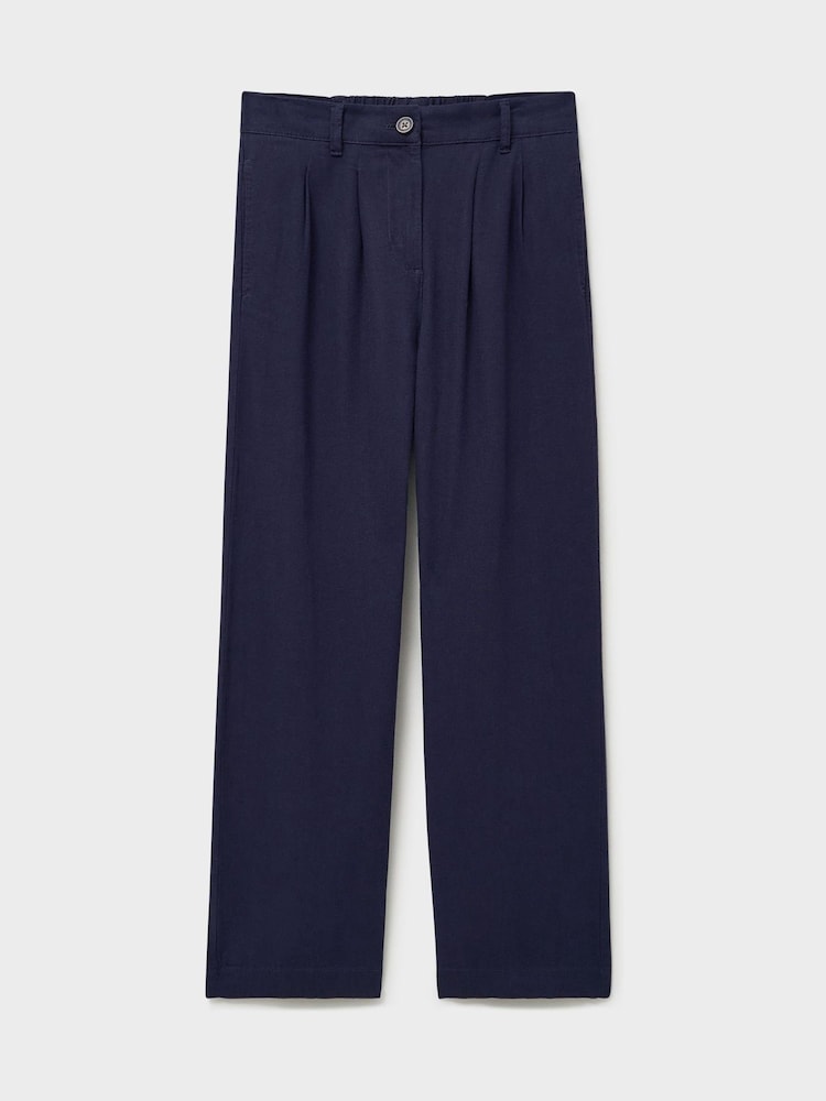 Crew Clothing Blue Linen Blend Wide Leg Trousers - Image 10 of 10