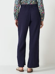 Crew Clothing Blue Linen Blend Wide Leg Trousers - Image 9 of 10