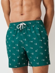 Crew Clothing Teal Blue Anchor Printed Swim Shorts - Image 1 of 5