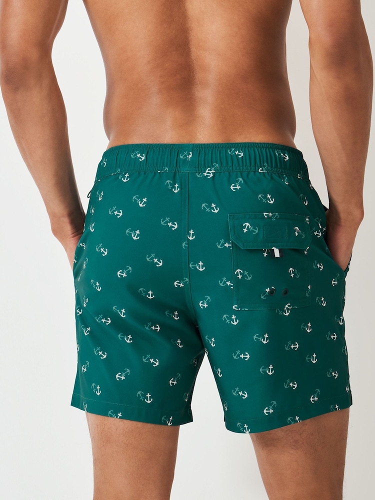 Crew Clothing Teal Blue Anchor Printed Swim Shorts - Image 2 of 5