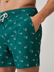 Crew Clothing Teal Blue Anchor Printed Swim Shorts - Image 3 of 5