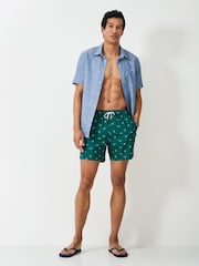Crew Clothing Teal Blue Anchor Printed Swim Shorts - Image 4 of 5
