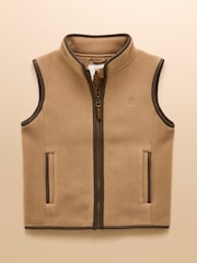 Joules Kids' Heritage Brown Fleece Gilet - Image 1 of 6
