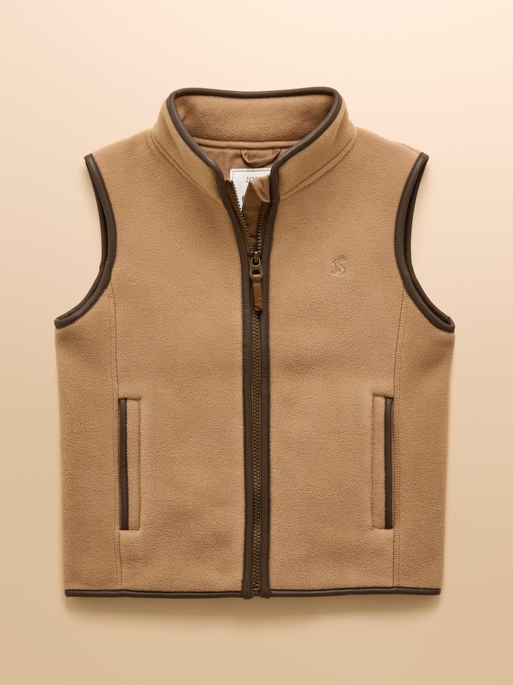 Joules Kids' Heritage Brown Fleece Gilet - Image 1 of 6