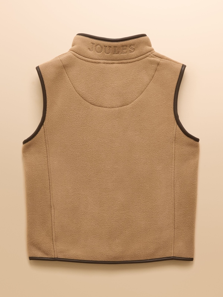 Joules Kids' Heritage Brown Fleece Gilet - Image 2 of 6