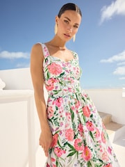 V&A I Love & Roses Printed Cami Midi Dress With Linen - Изображение 2 из 4