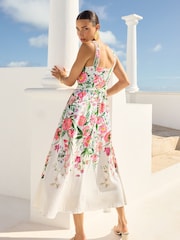 V&A I Love & Roses Printed Cami Midi Dress With Linen - Изображение 3 из 4