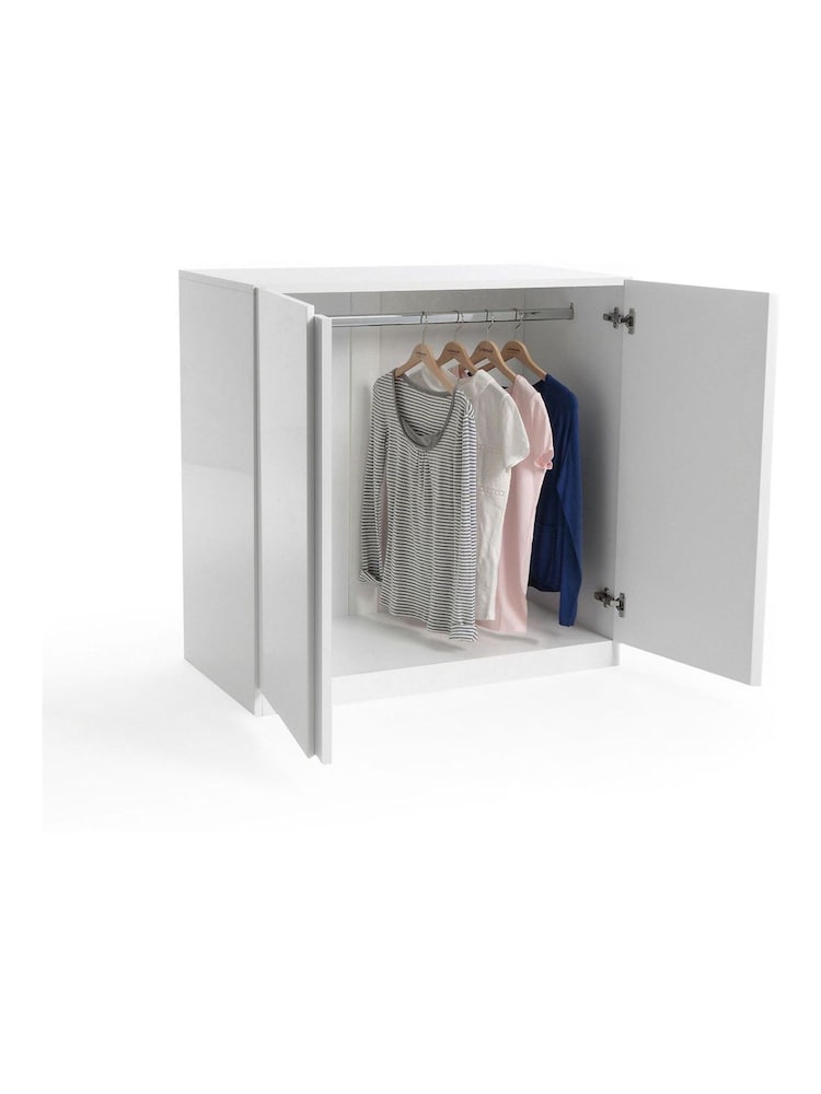 La Redoute Intérieurs White Leo Low Wardrobe with 2 Hanging Rails - Image 4 of 4 La Redoute Intérieurs White Leo Low Wardrobe with 2 Hanging Rails - Image 4 of 4