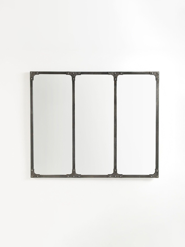 La Redoute Intérieurs Brushed Metal Lenaig Industrial Mirror 120x100cm - Image 1 of 2