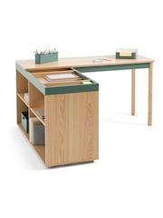 La Redoute Intérieurs Green Wood Lina Reversible Corner Desk with Storage - Image 2 of 5