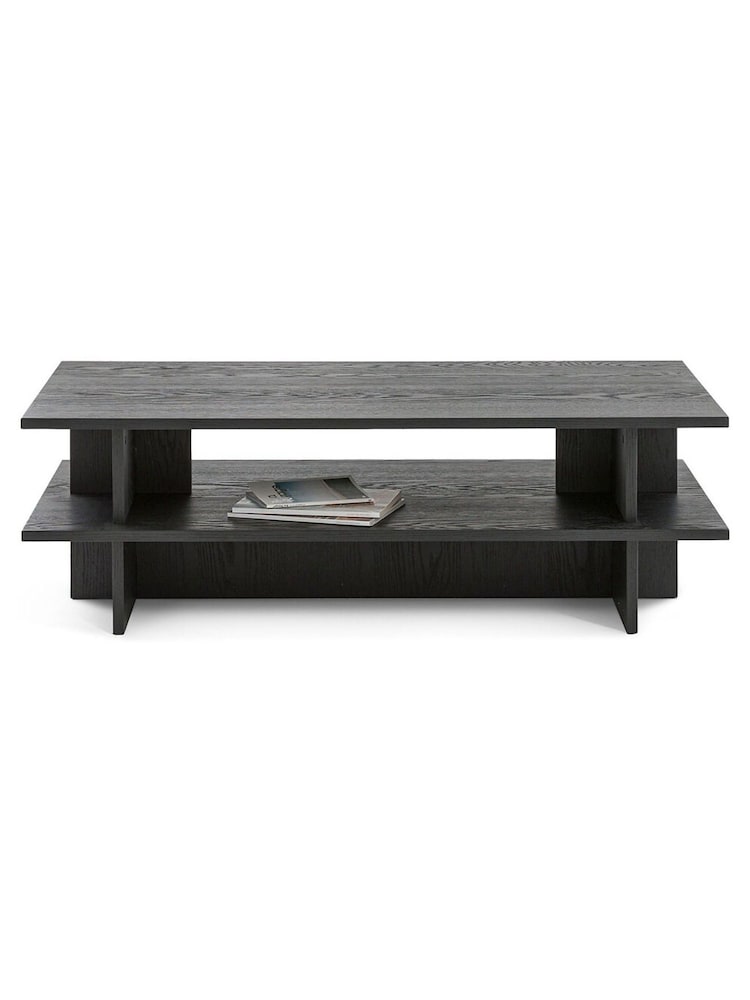 La Redoute Intérieurs Black Sugi Oak Veneer Two Tier Coffee Table - Image 1 of 4