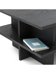La Redoute Intérieurs Black Sugi Oak Veneer Two Tier Coffee Table - Image 3 of 4