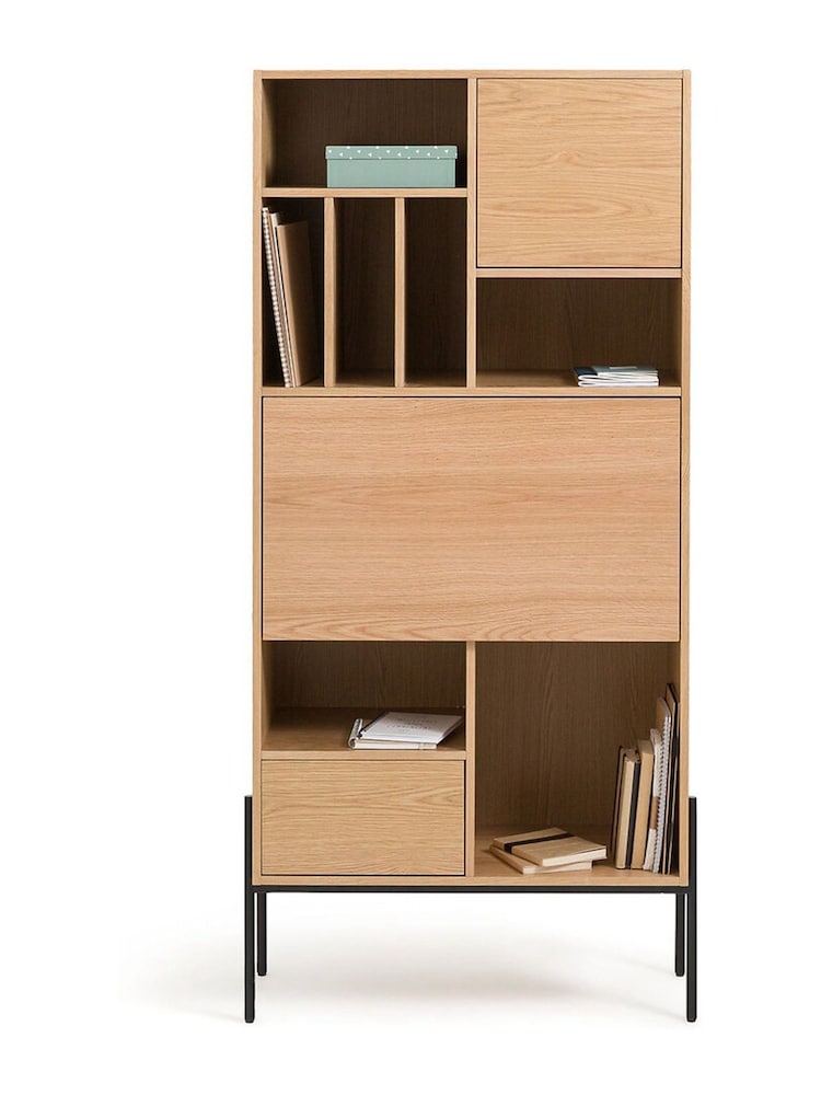 La Redoute Intérieurs Light Wood Miha Bookcase with Secretary Desk - Image 1 of 4