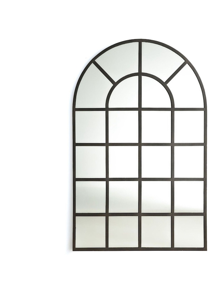 La Redoute Intérieurs Brushed Metal Lenaig 110 x 170cm Arched Industrial Metal Window Mirror - Image 1 of 3