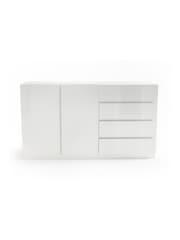 La Redoute Intérieurs White Léo 2-Door 4-Drawer Low Wardrobe Unit - Image 1 of 5